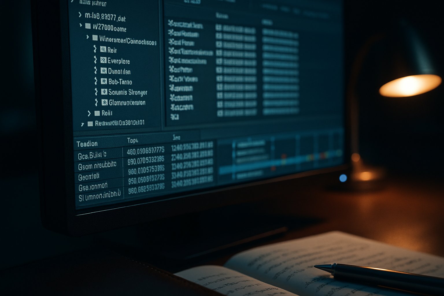 Forensic analysis tool on a dark monitor