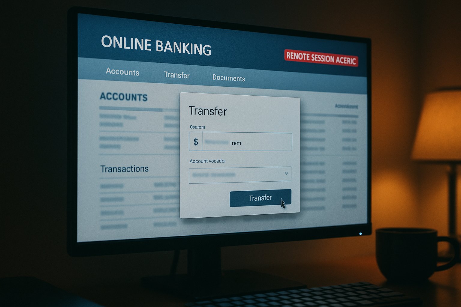 Banking interface with remote session